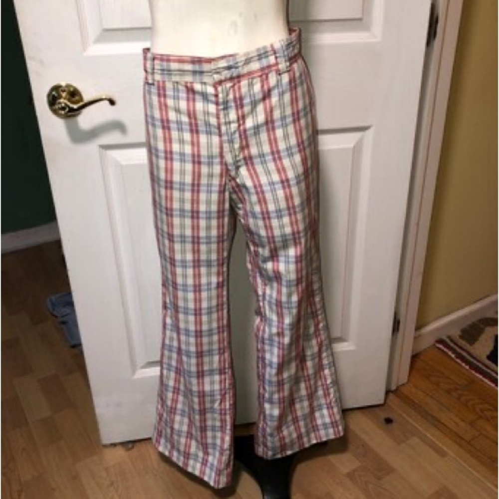 Vintage Mens Red White Blue Plaid Pants